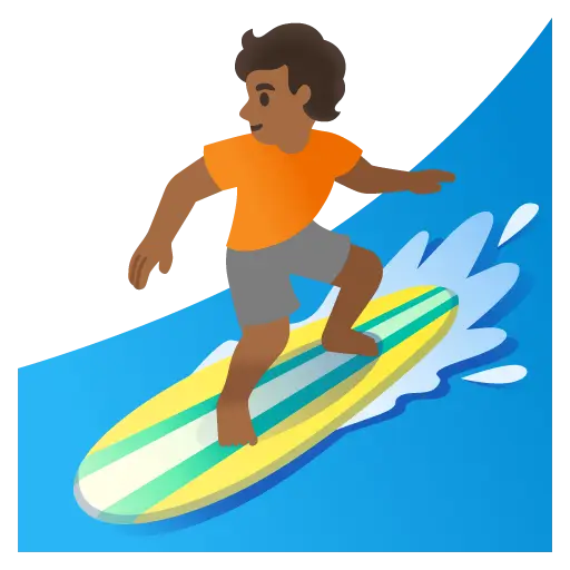 Person Surfing: Medium-Dark Skin Tone