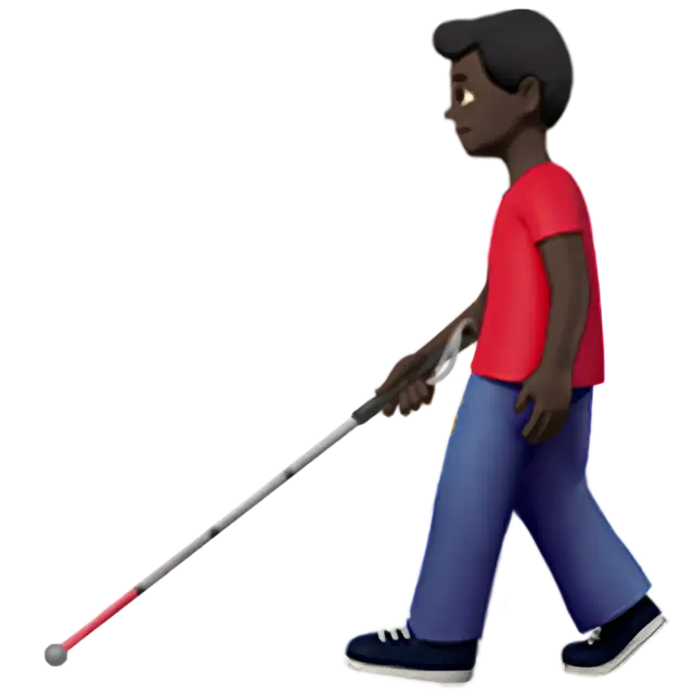 Man with White Cane: Dark Skin Tone