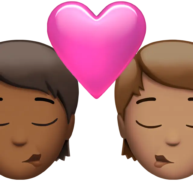 Kiss: Person, Person, Medium-Dark Skin Tone, Medium Skin Tone