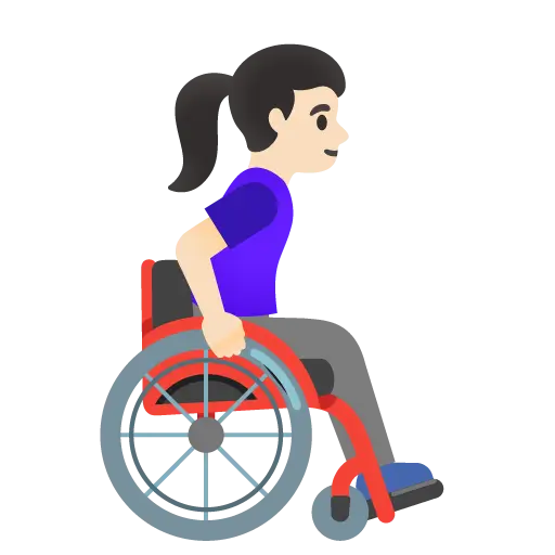 Woman in Manual Wheelchair Facing Right: Light Skin Tone