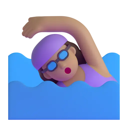 Woman Swimming: Medium Skin Tone