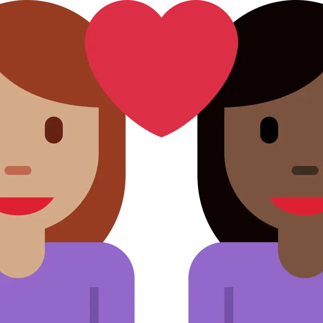 Couple With Heart: Woman, Woman, Medium Skin Tone, Dark Skin Tone