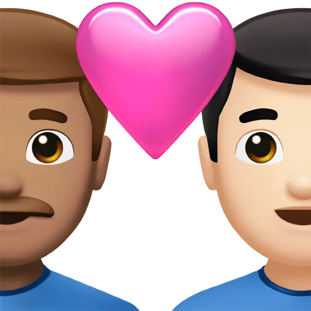 Couple with Heart: Man, Man, Medium Skin Tone, Light Skin Tone