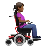 Woman in Motorized Wheelchair Facing Right: Medium-Dark Skin Tone