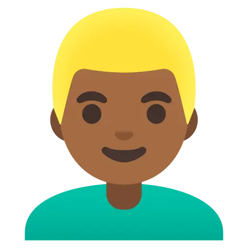 Man: Medium-Dark Skin Tone, Blond Hair