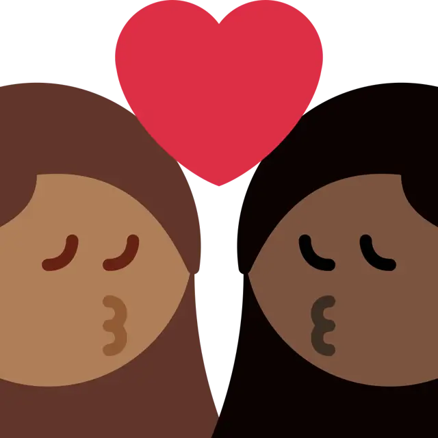 Kiss: Woman, Woman, Medium-Dark Skin Tone, Dark Skin Tone