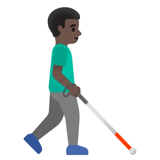 Man with White Cane Facing Right: Dark Skin Tone