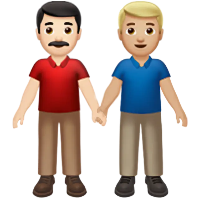 Men Holding Hands: Light Skin Tone, Medium-Light Skin Tone