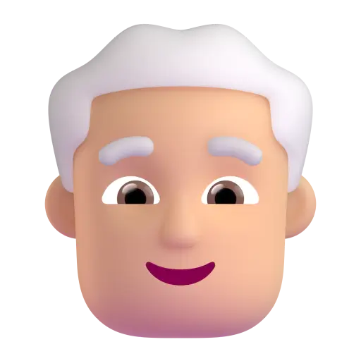 Man: Medium-Light Skin Tone, White Hair