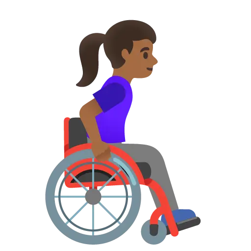 Woman in Manual Wheelchair Facing Right: Medium-Dark Skin Tone