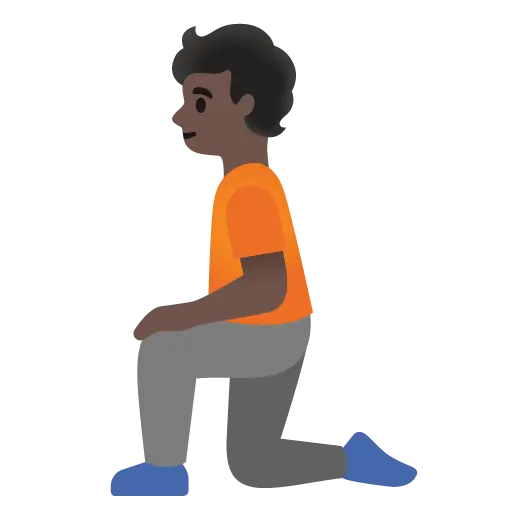 Person Kneeling: Dark Skin Tone