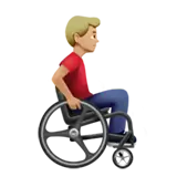 Man in Manual Wheelchair Facing Right: Medium-Light Skin Tone