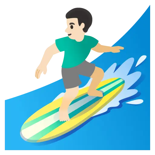 Man Surfing: Light Skin Tone