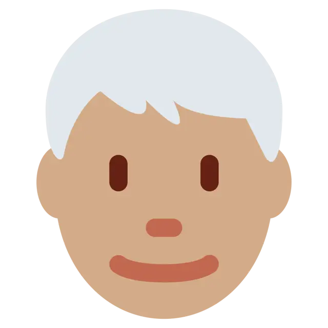 Man: Medium Skin Tone, White Hair