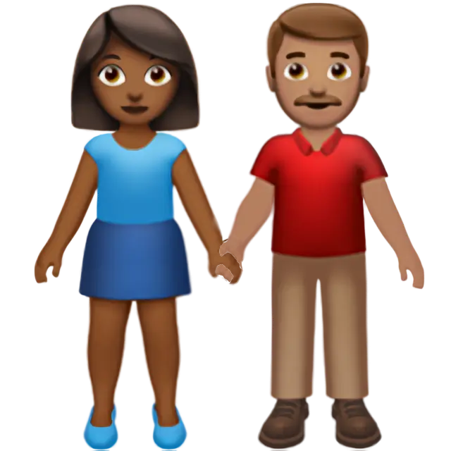 Woman and Man Holding Hands: Medium-Dark Skin Tone, Medium Skin Tone