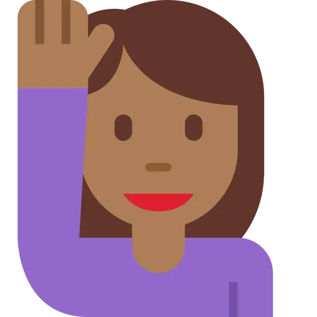 Woman Raising Hand: Medium-Dark Skin Tone