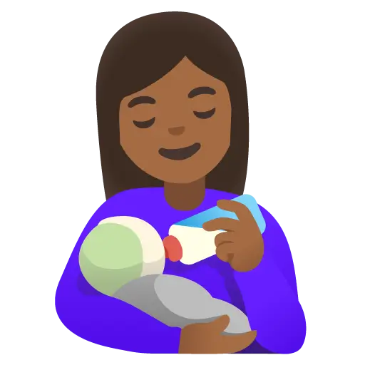 Woman Feeding Baby: Medium-Dark Skin Tone