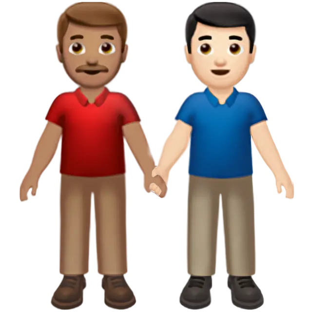 Men Holding Hands: Medium Skin Tone, Light Skin Tone