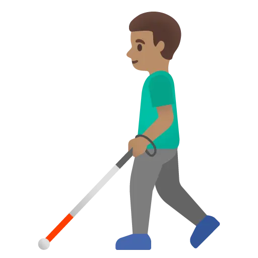 Man with White Cane: Medium Skin Tone