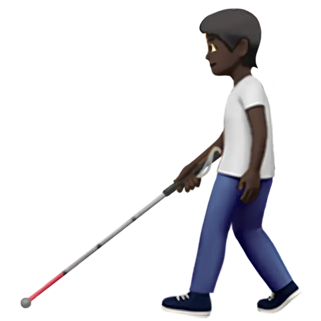 Person with White Cane: Dark Skin Tone