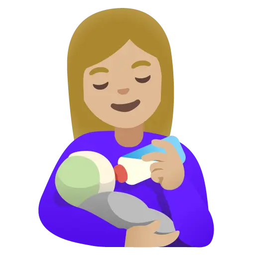 Woman Feeding Baby: Medium-Light Skin Tone