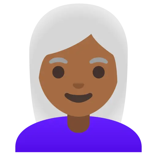 Woman: Medium-Dark Skin Tone, White Hair