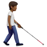 Person with White Cane Facing Right: Medium-Dark Skin Tone