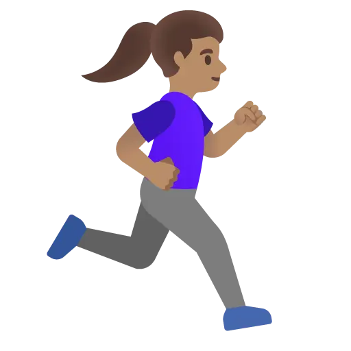 Woman Running Facing Right: Medium Skin Tone