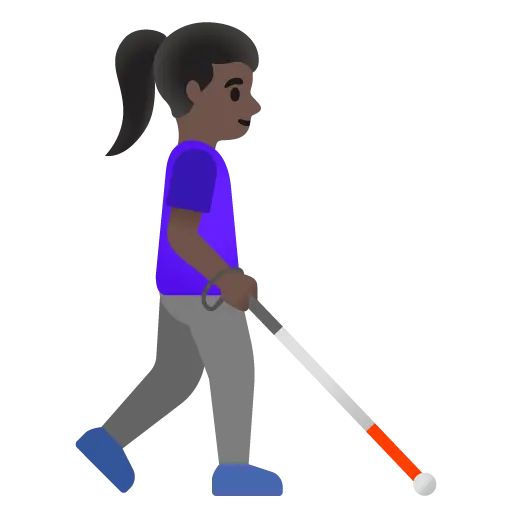 Woman with White Cane Facing Right: Dark Skin Tone