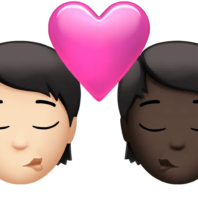 Kiss: Person, Person, Light Skin Tone, Dark Skin Tone