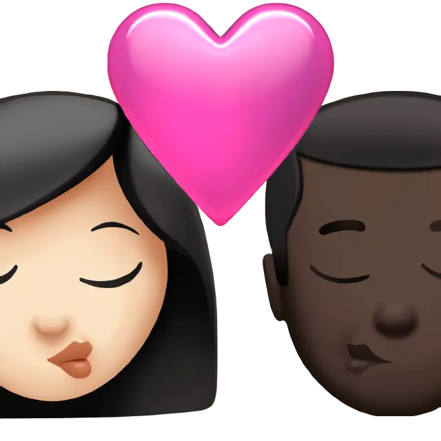 Kiss: Woman, Man, Light Skin Tone, Dark Skin Tone