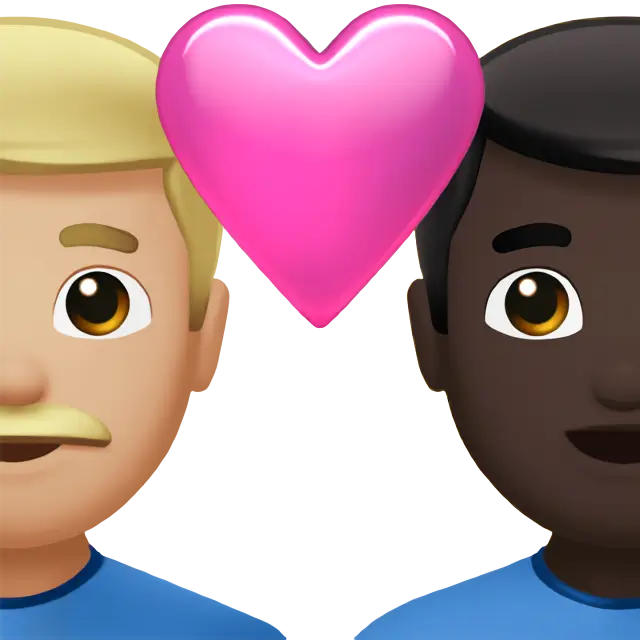 Couple with Heart: Man, Man, Medium-Light Skin Tone, Dark Skin Tone