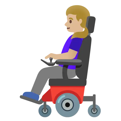 Woman in Motorized Wheelchair: Medium-Light Skin Tone