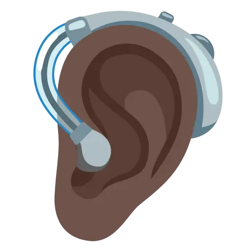 Ear with Hearing Aid: Dark Skin Tone