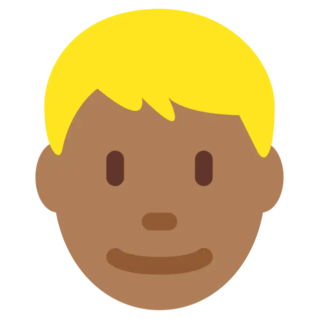 Man: Medium-Dark Skin Tone, Blond Hair