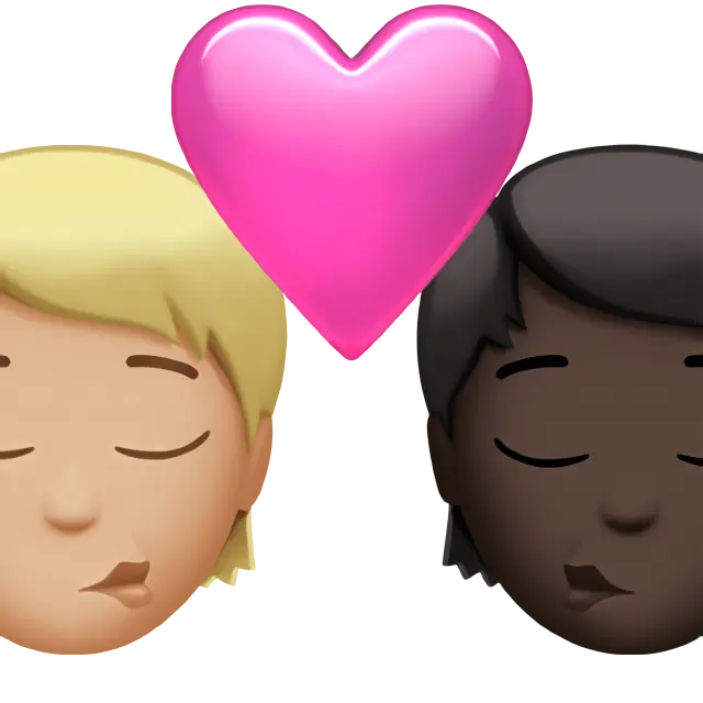 Kiss: Person, Person, Medium-Light Skin Tone, Dark Skin Tone