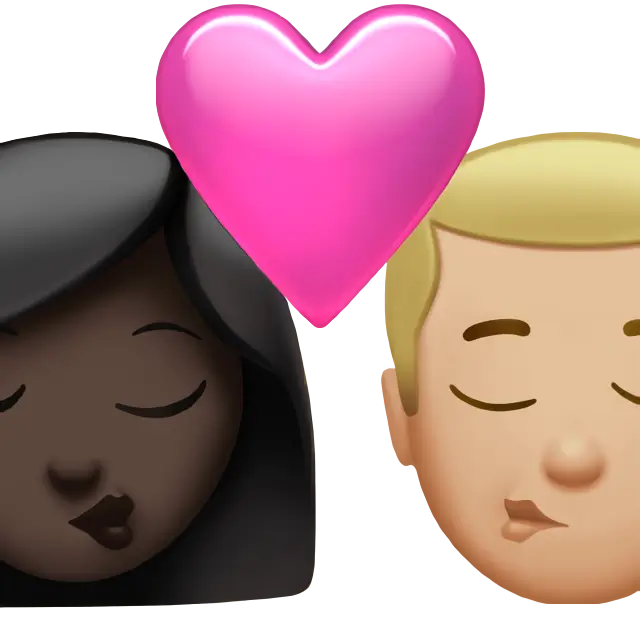 Kiss: Woman, Man, Dark Skin Tone, Medium-Light Skin Tone