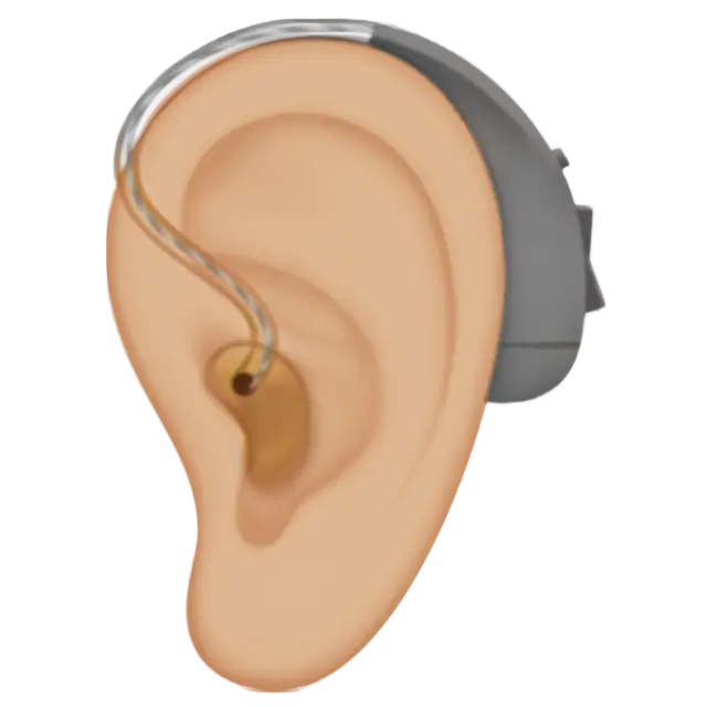 Ear with Hearing Aid: Medium-Light Skin Tone