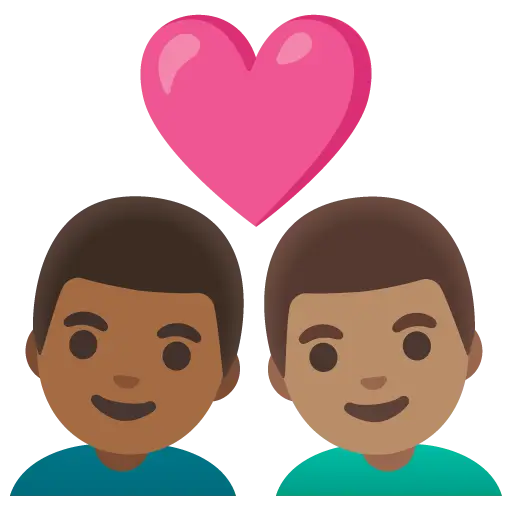 Couple with Heart: Man, Man, Medium Skin Tone, Medium-Dark Skin Tone