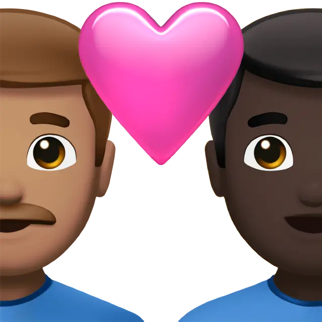 Couple with Heart: Man, Man, Medium Skin Tone, Dark Skin Tone