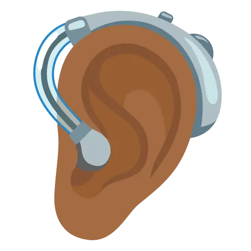 Ear with Hearing Aid: Medium-Dark Skin Tone