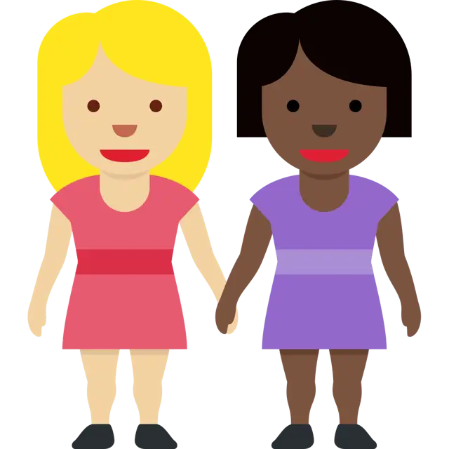 Women Holding Hands: Medium-Light Skin Tone, Dark Skin Tone