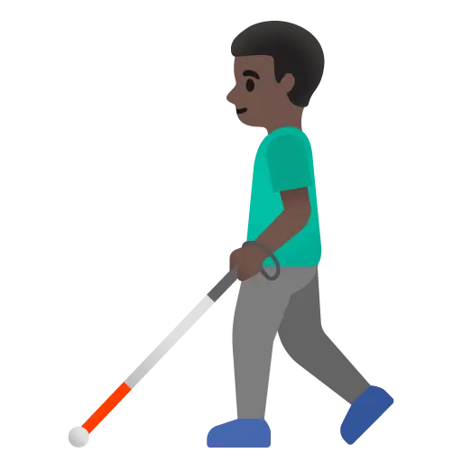 Man with White Cane: Dark Skin Tone