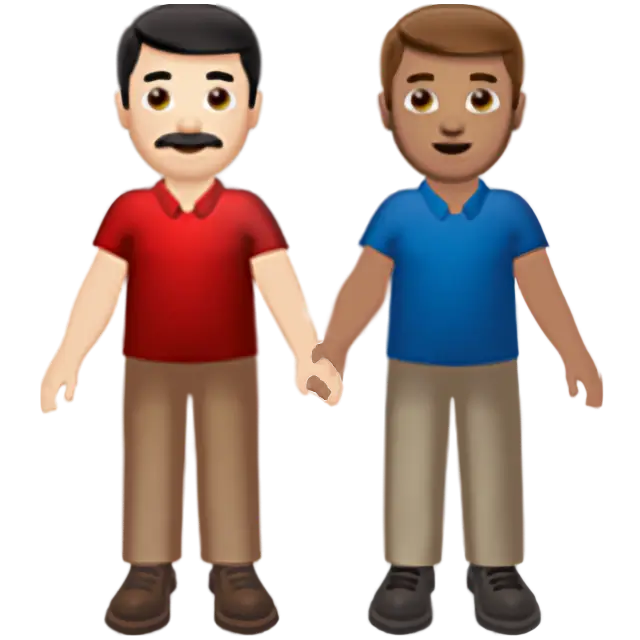 Men Holding Hands: Light Skin Tone, Medium Skin Tone