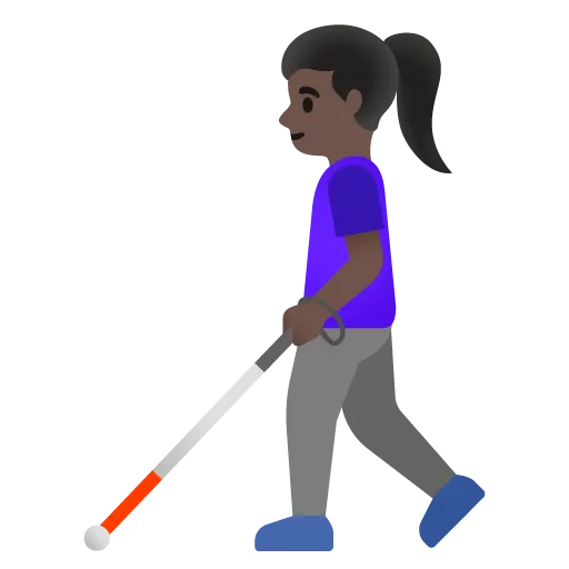 Woman with White Cane: Dark Skin Tone