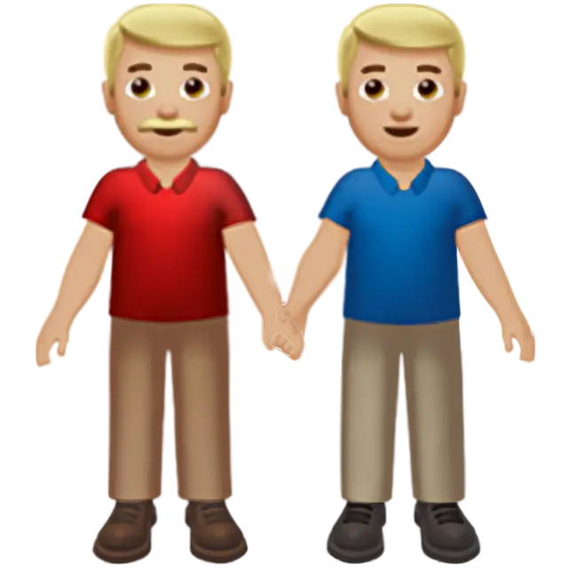 Men Holding Hands: Medium-Light Skin Tone