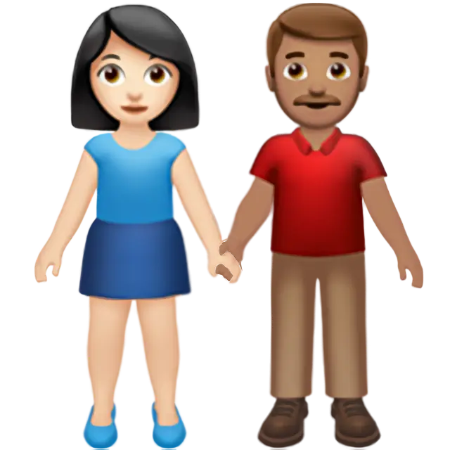 Woman and Man Holding Hands: Light Skin Tone, Medium Skin Tone