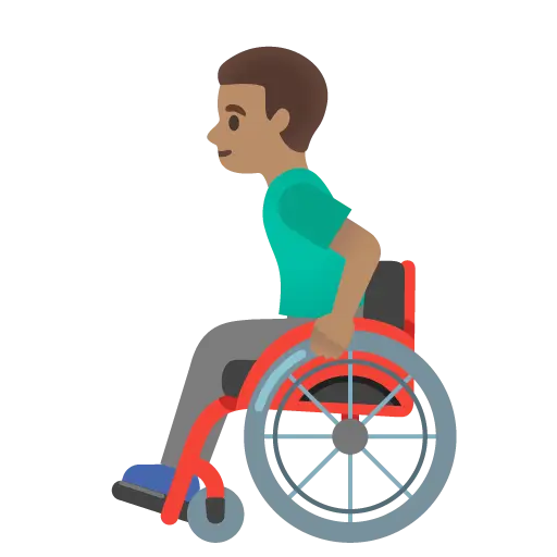 Man in Manual Wheelchair: Medium Skin Tone