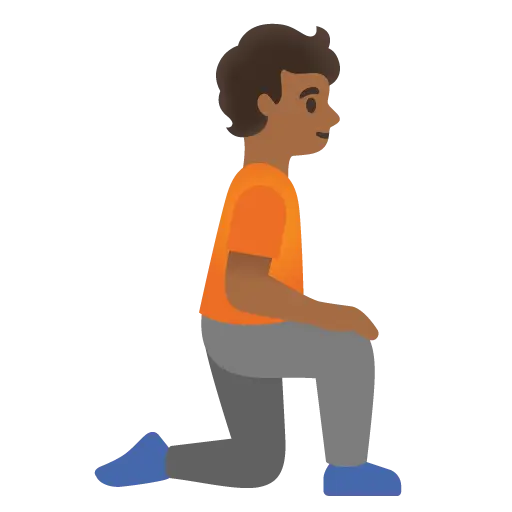 Person Kneeling Facing Right: Medium-Dark Skin Tone