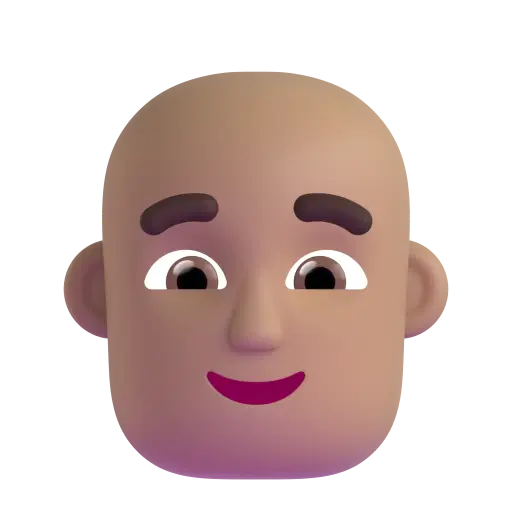 Man: Medium Skin Tone, Bald